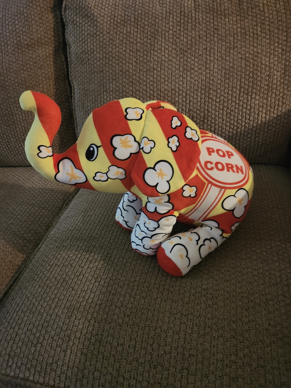 Popcorn Theme Print Plush Weighted Elephant
